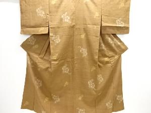 花模様織り出し手織り真綿紬単衣着物